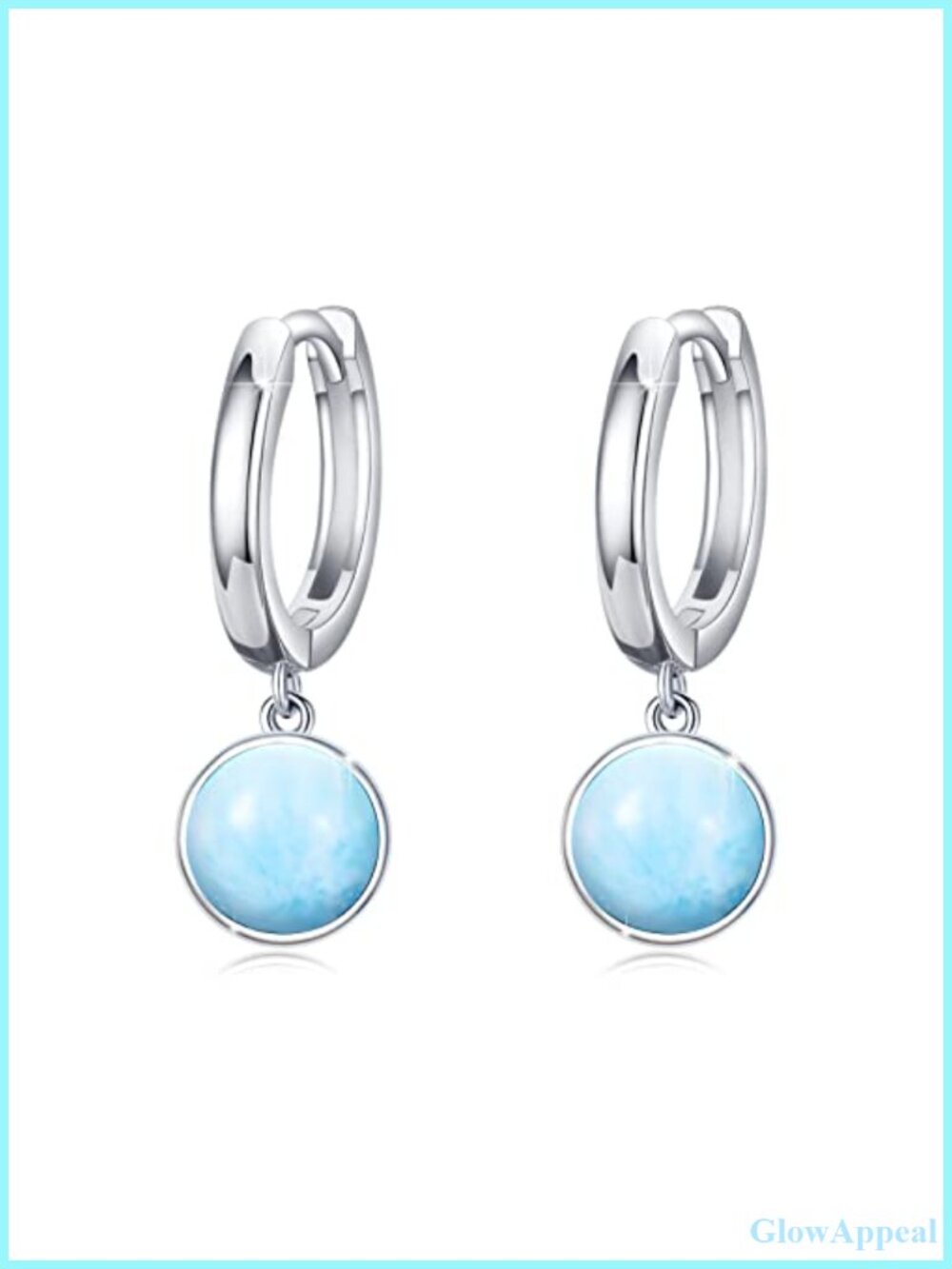 Sterling Silver Larimar Hoop Earrings Small Huggie Drop Dangle